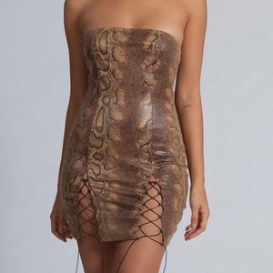 Meshki Snakeprint strapless dress S